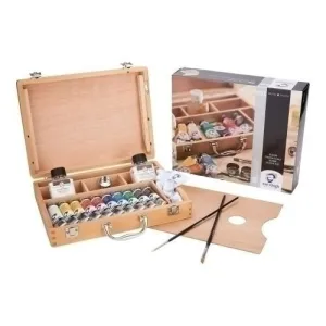 PINTURA OLEO VAN GOGH SET BASICO 40 ML (TUBO) CAJA DE MADERA DE 10 +  ACCESORIOS