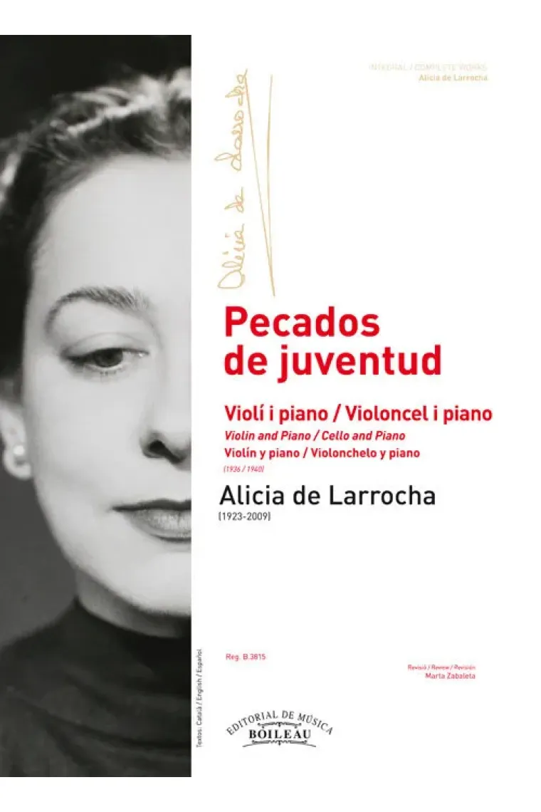 PECADOS DE JUVENTUD. VIOLIN Y PIANO. VIOLONCHELO Y PIANO (Inglés)